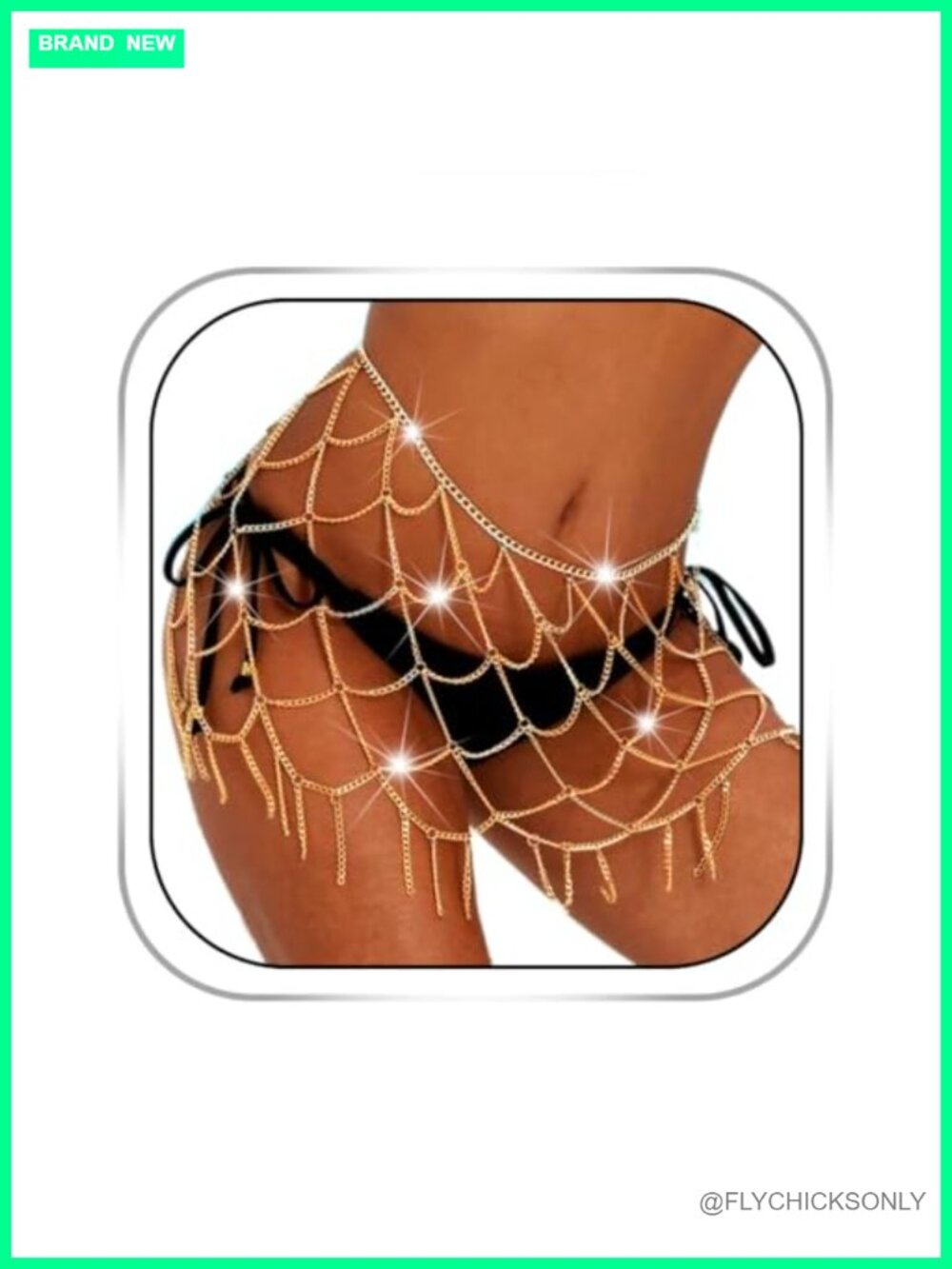 Gold body chain skirt rave belly chain mesh adjustable